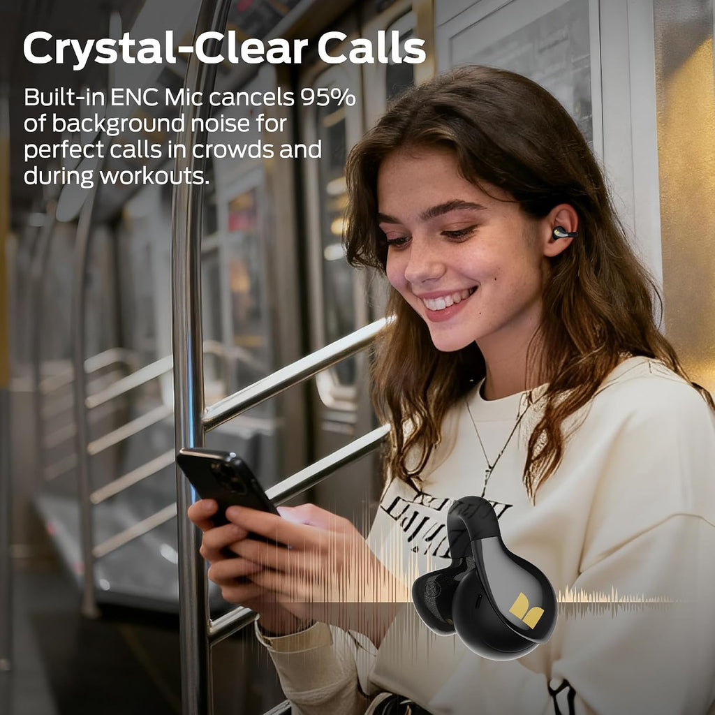 Monster AC225 - Auriculares de oído abierto, sonido estéreo, auriculares Bluetooth 6.0 de oreja abierta, auriculares ligeros y cómodos con clip con micrófono ENC para llamadas claras