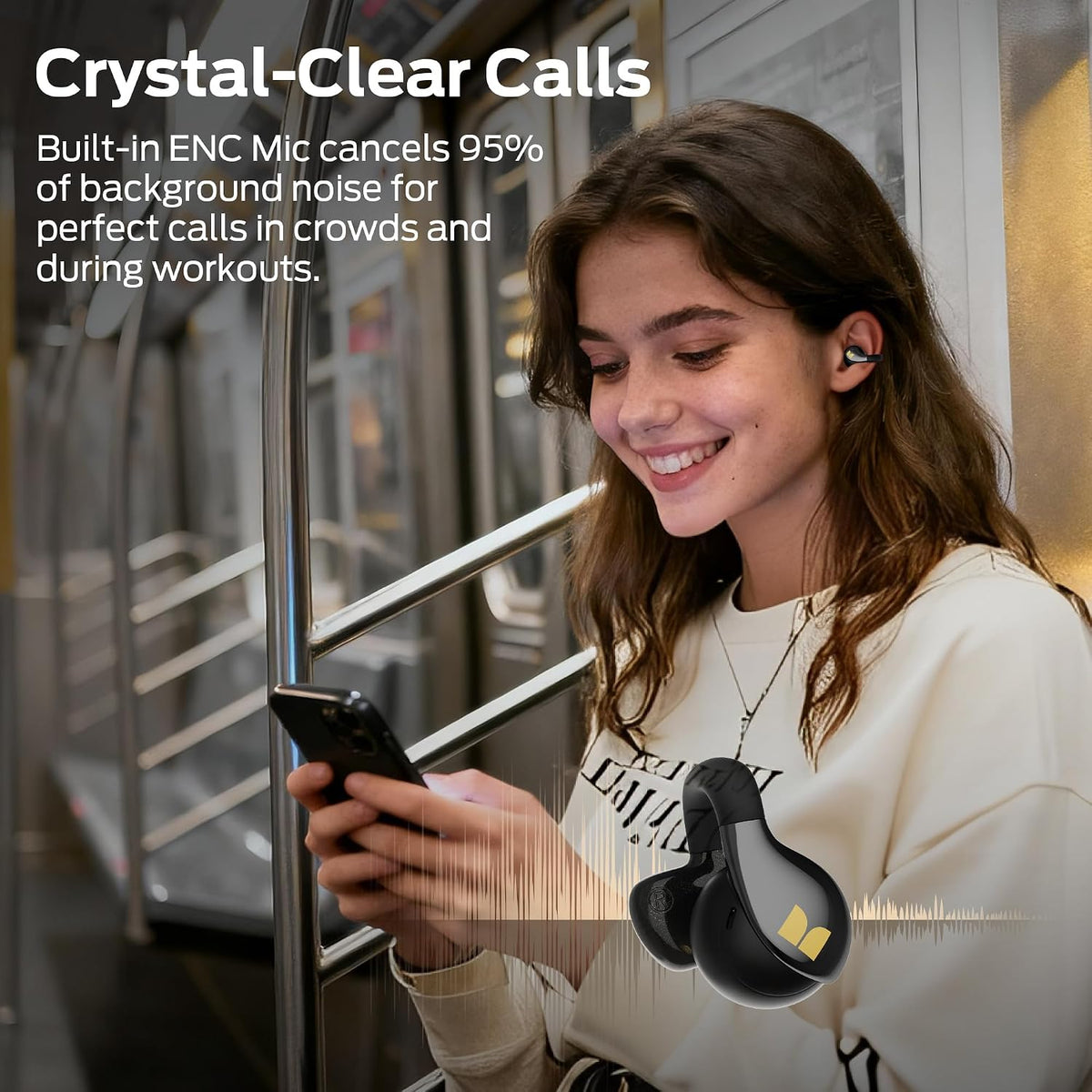 Monster AC225 - Auriculares de oído abierto, sonido estéreo, auriculares Bluetooth 6.0 de oreja abierta, auriculares ligeros y cómodos con clip con micrófono ENC para llamadas claras