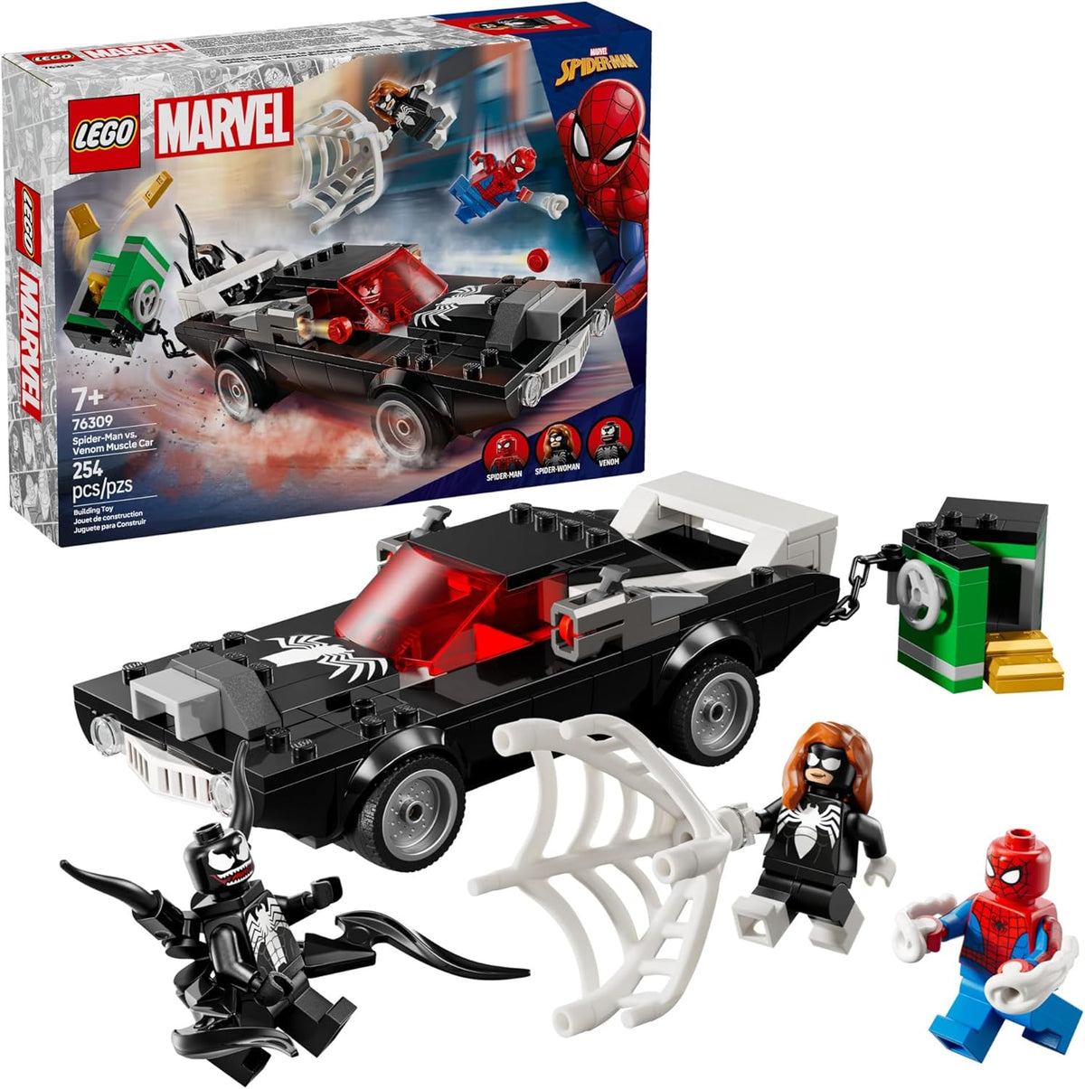 LEGO Marvel Spider-Man vs. Venom Muscle Car Toy - Juego de construc...