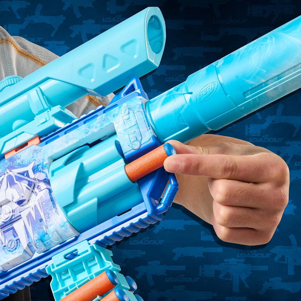 Nerf Loadout FrostFusion Blaster, 4 accesorios intercambiables, 30 dardos Nerf N1, juguetes y regalos para niños, a partir de 8 años (exclusivo de Amazon)
