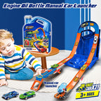 Juego de autos de juguete de pista de carreras con 2 autos de carreras, estilo 2 en 1 con caja de almacenamiento, juguetes de pistas intercambiables, regalos de cumpleaños y Navidad para niños de 3, 4
