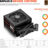 ARESGAME Fuente de alimentación AGV Series 650W, certificado 80 Plu...