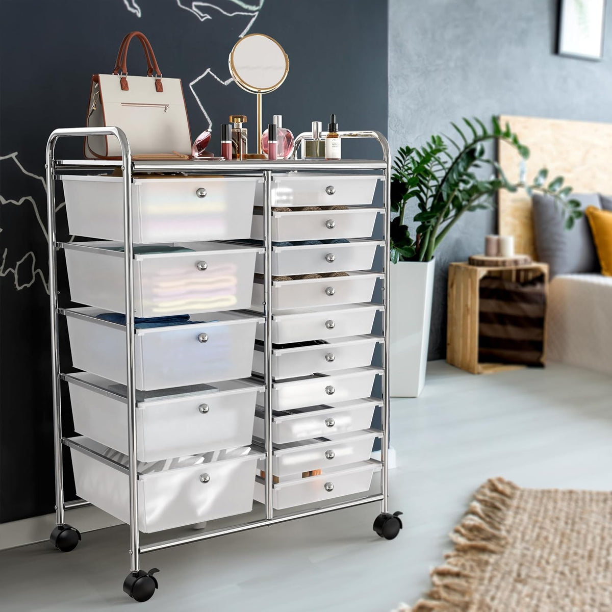 Lámpara Simple Houseware Carrito utilitario con ruedas de 15 cajones
