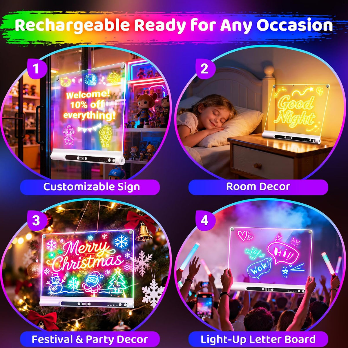 Geokay Tablero de dibujo LED recargable de 16 pulgadas, modos de luz de 9