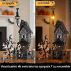 Juego de construcción de mansión embrujada de Halloween 2026, juego de bloques de construcción de casa embrujada antes de Navidad, calabazas que brillan en la oscuridad y fantasmas esqueléticos