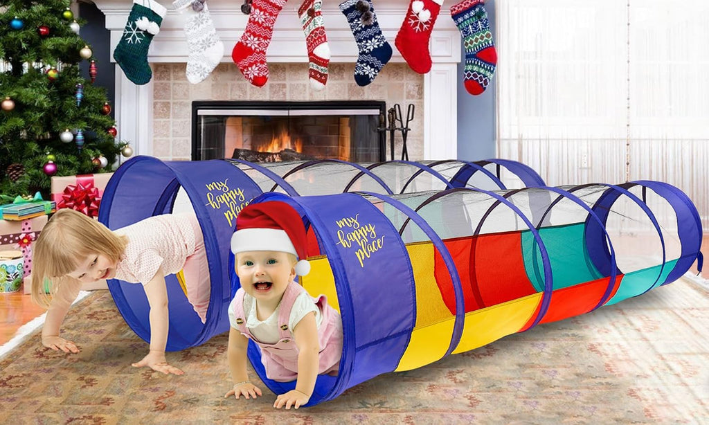 Kiddey Túnel de juego Pop Up Tunnel juguetes para niños pequeños, túnel multicolor para diversión en interiores y exteriores, gatear y jugar, carrera de obstáculos para niños, regalos para niños