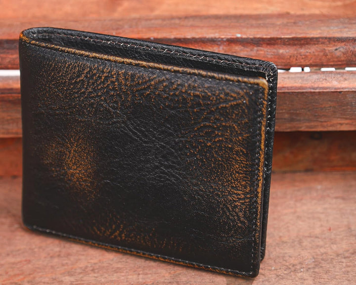 DK86 Cartera de cuero genuino para hombre, billetera biplegable con...