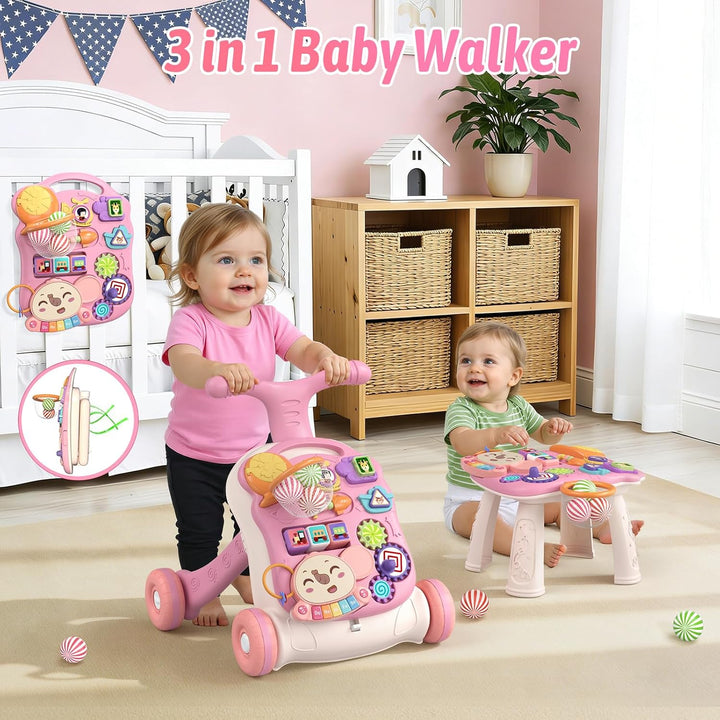 QDRAGON Andador de bebé 3 en 1 y centro de actividades para niñas,...