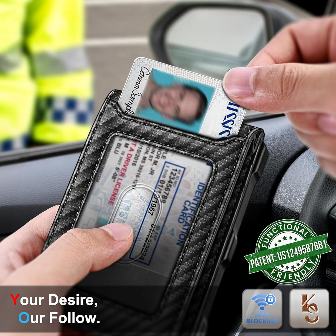KEMISANT Billetera para hombre, delgada, con tapa magnética, acceso...