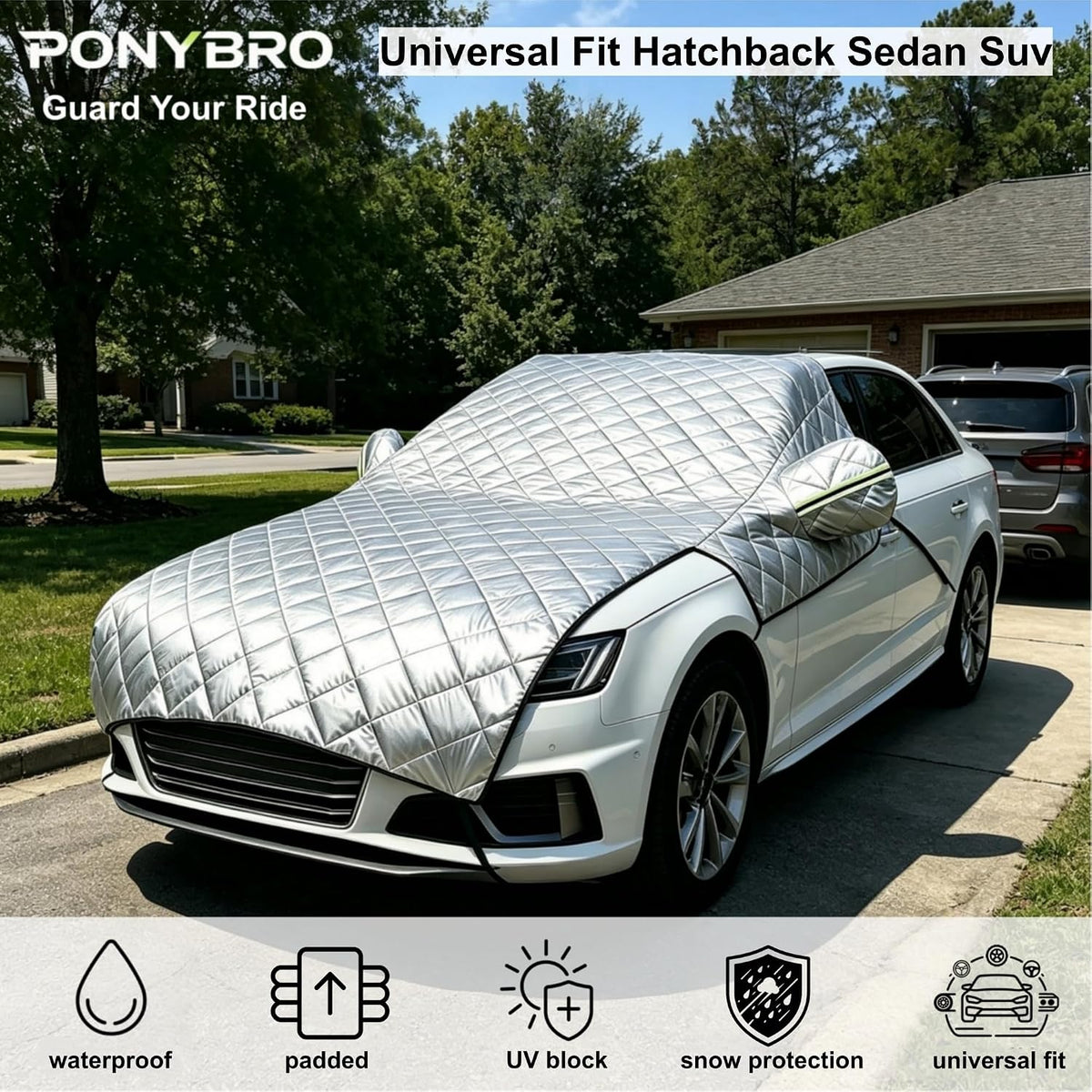 Cubierta acolchada para parabrisas de automóvil, protector solar de granizo y nieve para sedán, SUV