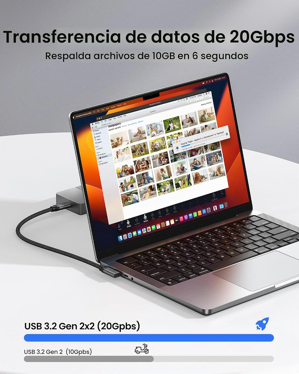 Silkland Cable de monitor USB C en ángulo recto de 6.6 pies, pantalla de 8K