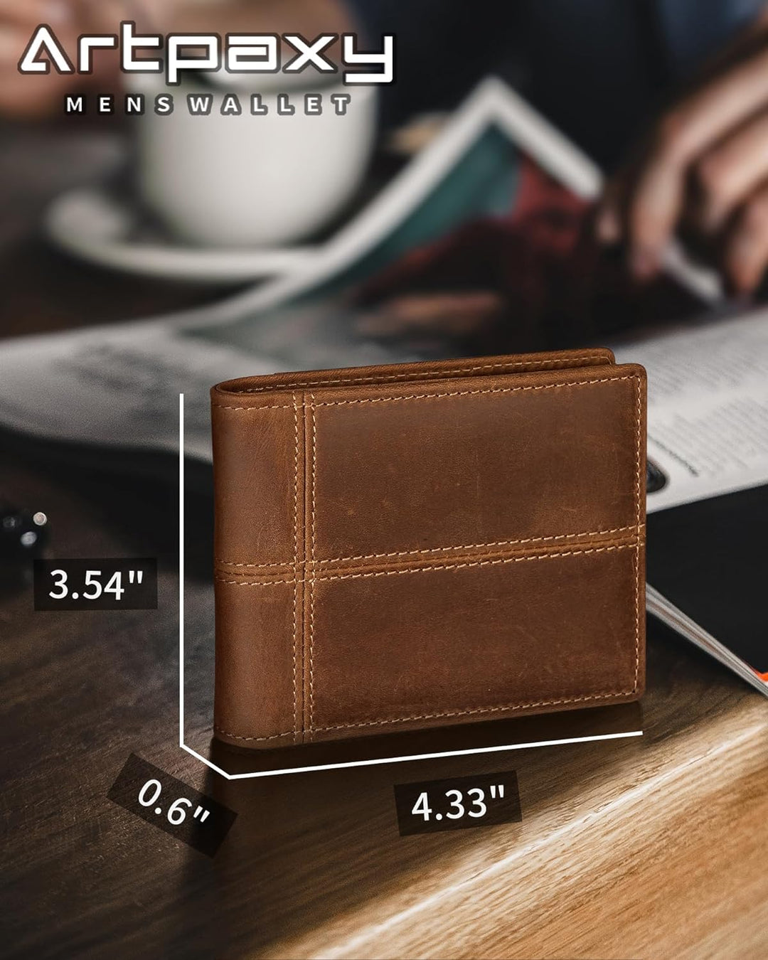 Artpaxy Cartera de cuero genuino para hombre, plegable, con bloqueo...