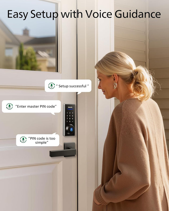 Philips Cerradura de puerta electrónica de huellas dactilares, cerr...