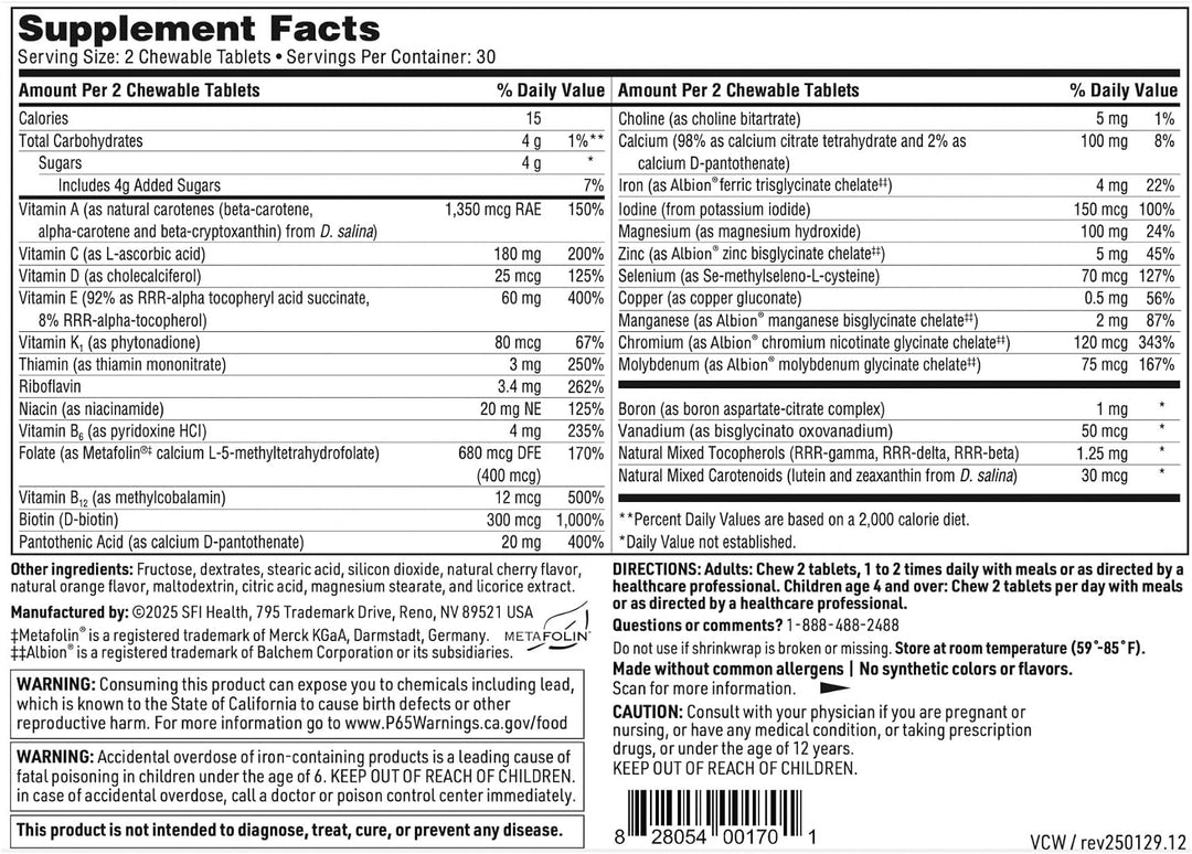 Klaire Labs SFI Health VitaTab - Multivitamínico masticable con 24...