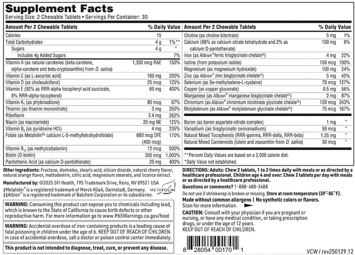 Klaire Labs SFI Health VitaTab - Multivitamínico masticable con 24...