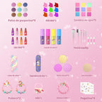 Juego de 63 piezas de maquillaje para niñas, kit de maquillaje cosmético