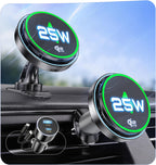 MSXTTLY Qi2.2 25W Certificado para Mag Safe Cargador de Coche Montado en Soporte, Cargador para Ventilación del Coche