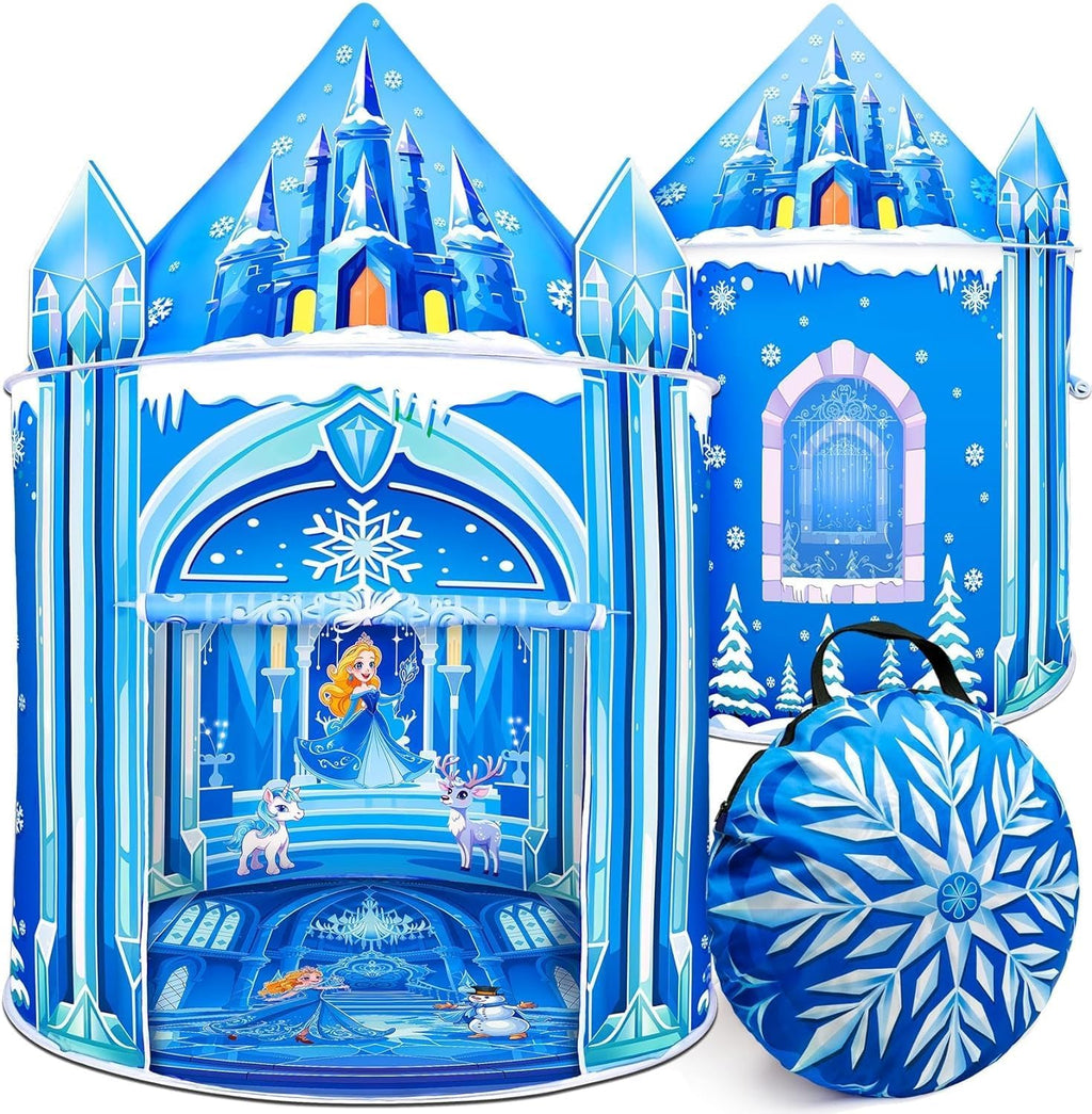 Mnagant Tienda de campaña de juegos de princesa, juguetes para niñas, castillo de hielo, tienda de campaña para niños para interiores y exteriores, casa de juegos grande e imaginativa de 51 x 40