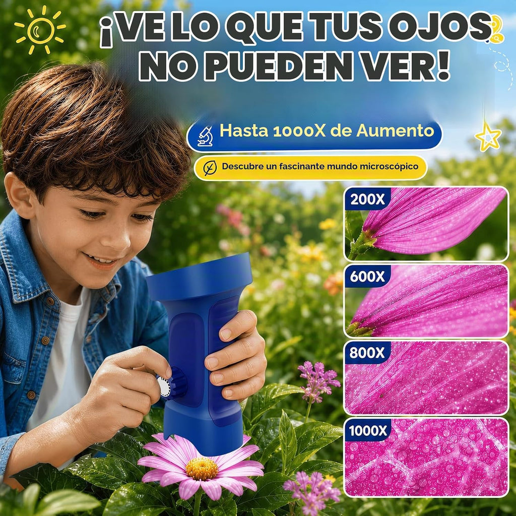 1000X Microscopio Digital Portátil para Niños: Explorador 4K Lupa Fotográfica