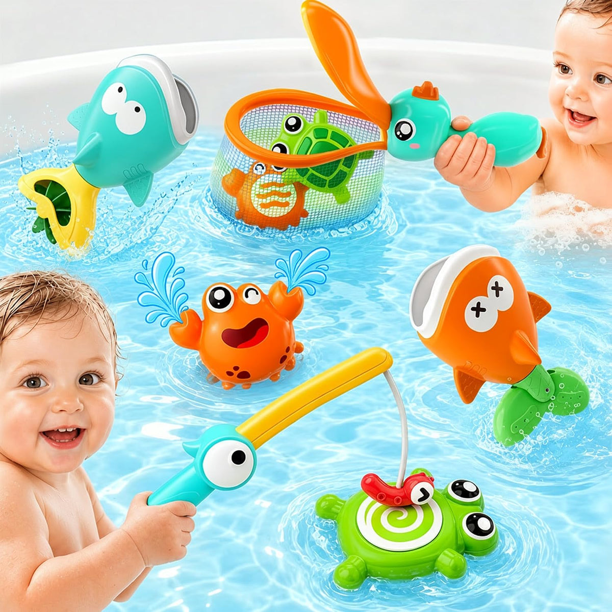 iPlay, iLearn Juguete de baño de pesca para bebés, juego magnético de la