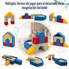 Juguetes de escalada para niños pequeños con hoyo de pelotas, 7 piezas de bloques de escalada de espuma para bebés con piscina de bolas, juego suave de actividades de escalada para niños
