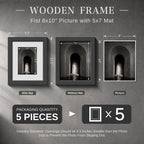 Portarretratos de 8 x 10 pulgadas, 5 unidades, grano de madera natural, roble negro y vidrio HD, para fotos de 5 x 7 pulgadas con paspartú o de 8 x 10 pulgadas sin paspartú, mesa o colgar en la
