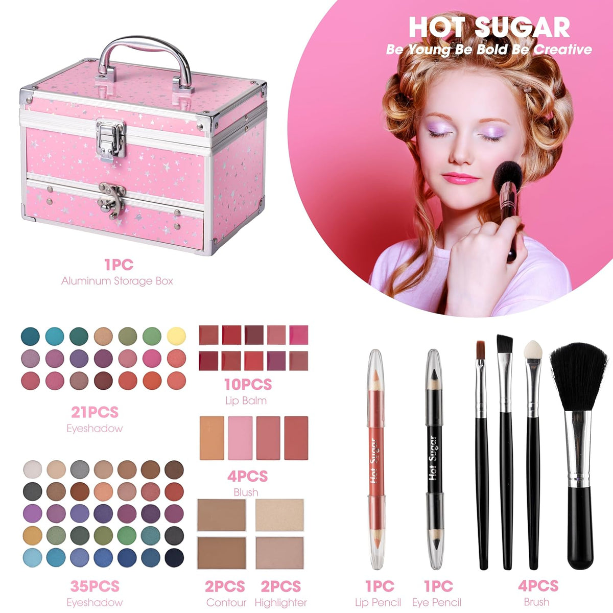 Kit de maquillaje Hot Sugar para adolescentes con estuche de tren,...