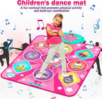 Alfombrilla de baile de unicornio para niñas, almohadilla de música LED