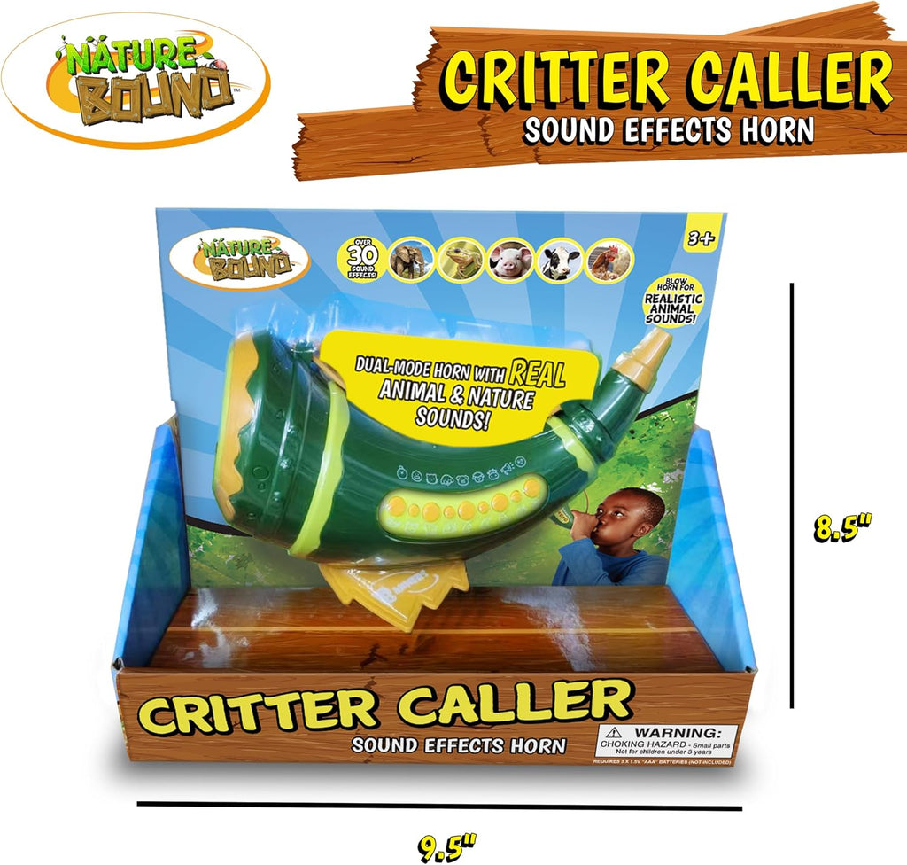 Bocina de efectos de sonido Critter Caller para niños – Más de 30 sonidos reales de animales y naturaleza cuando soplas en la bocina – Juguetes de la naturaleza para exploración al aire libre, juegos