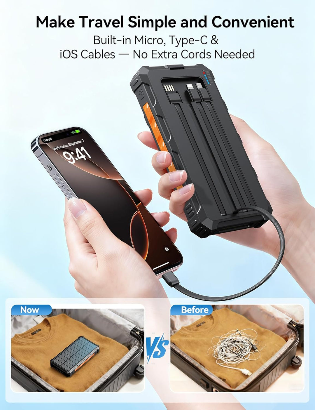 Cargador solar-banco de energía \u2013 Cargador de batería solar de...