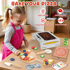 WOODMAM Juego de juguetes de pizza, comida realista Montessori con caja de