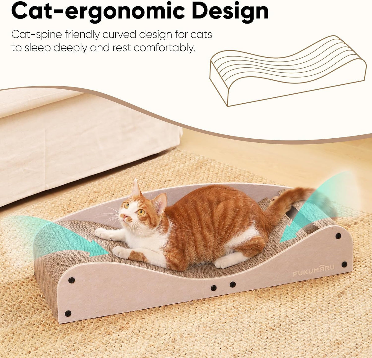 FUKUMARU Cama rascador de cartón para gatos, almohadilla extra grande de