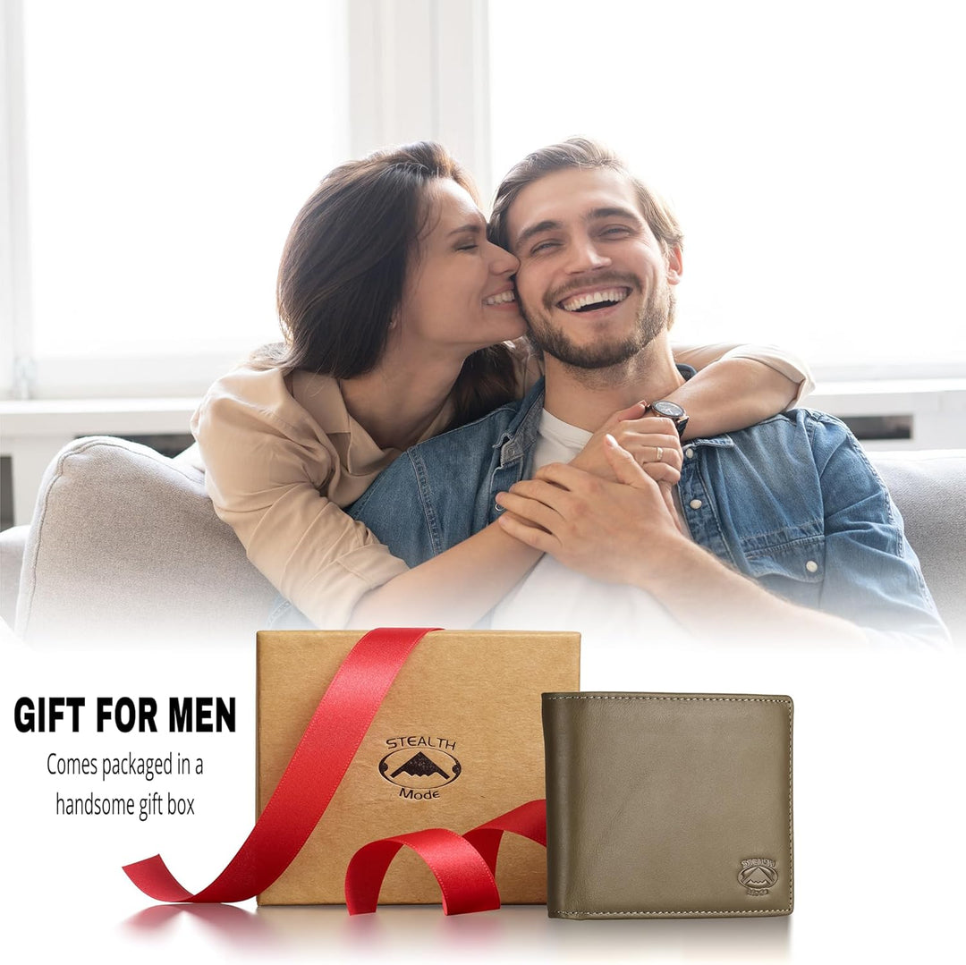 Cartera plegable de piel Stealth Mode para hombre con ventana de id...