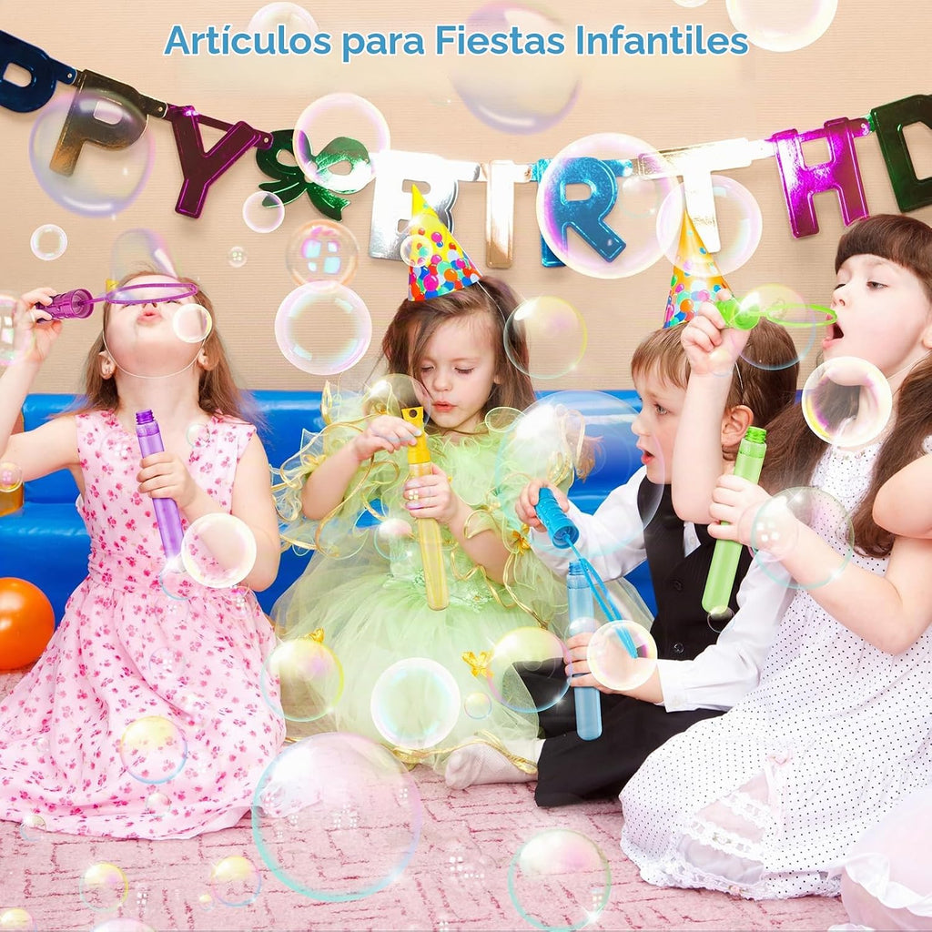 Paquete de 48 varitas de burbujas grandes a granel en 6 colores, recuerdos de fiesta a granel para niños, ideales para Pascua, verano, Halloween, San Valentín, premios escolares para niños y