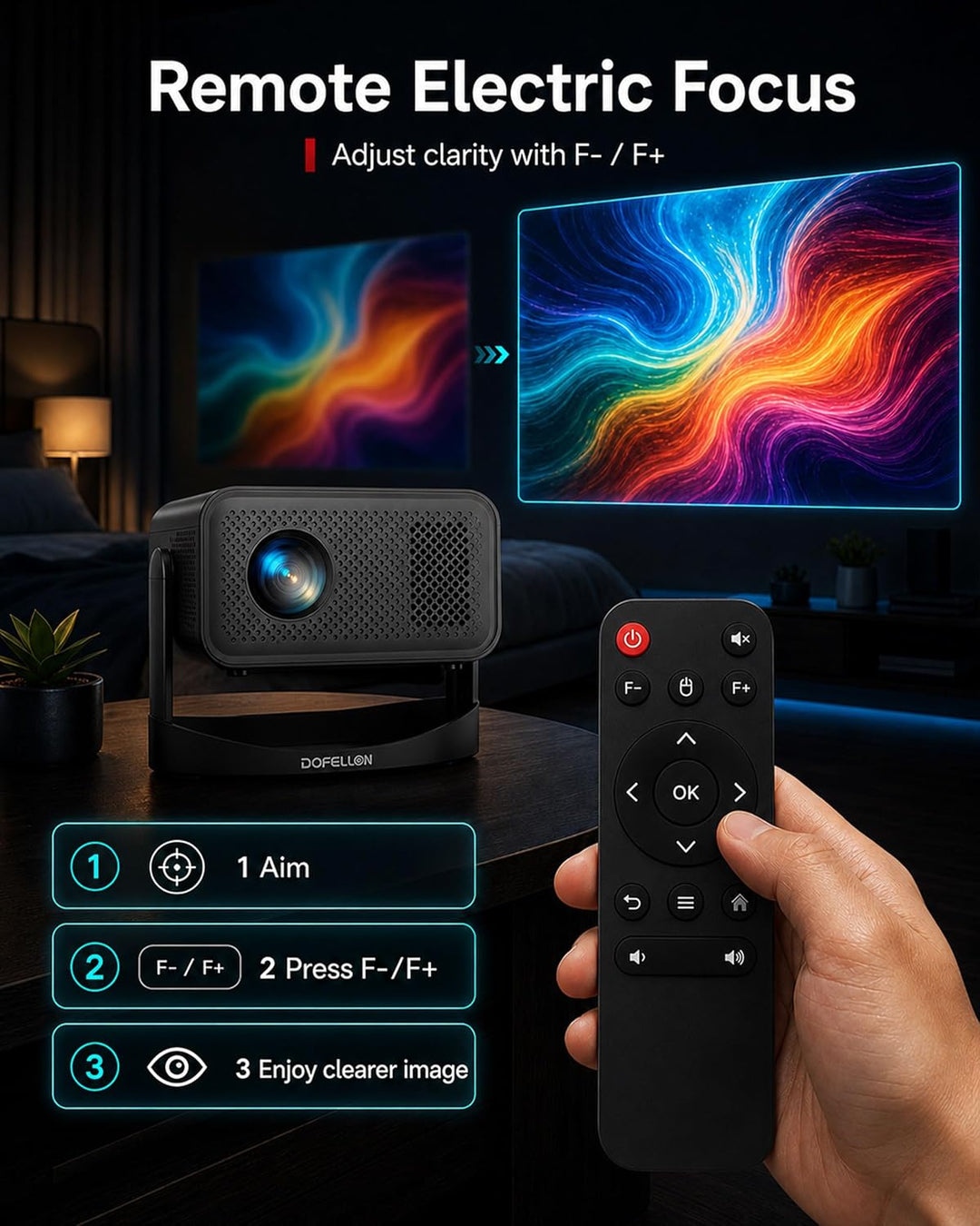 [Aplicaciones integradas y actualización 2026] Mini proyector con W...
