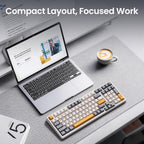 Kisnt Teclado mecánico inalámbrico KN98, diseño compacto de 99 teclas con teclado numérico, Bluetooth/2.4G/USB‑C, intercambiable en caliente, retroiluminación RGB personalizada, batería de 8000 mAh