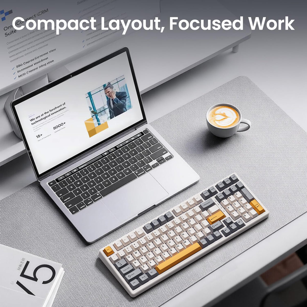 Kisnt Teclado mecánico inalámbrico KN98, diseño compacto de 99 teclas con teclado numérico, Bluetooth/2.4G/USB‑C, intercambiable en caliente, retroiluminación RGB personalizada, batería de 8000 mAh