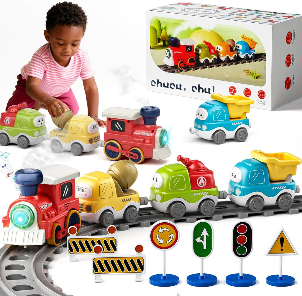 Dimoarch Juego de tren eléctrico para niños pequeños de 1, 2, 3, 4 años