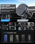 MSXTTLY Qi2.2 25W Certificado para Mag Safe Cargador de Coche Montado en Soporte, Cargador para Ventilación del Coche