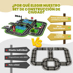 Azulejos magnéticos de carretera con semáforo y autos para niños de 4 a 8 años, juguetes para niños