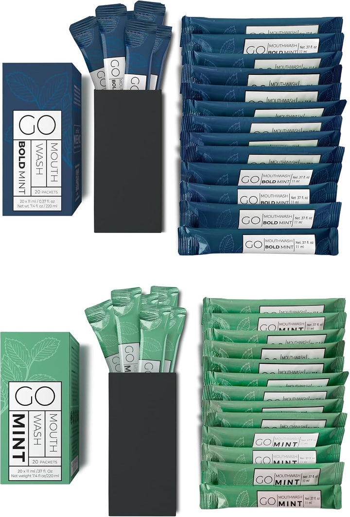 Bold Mint GO - Paquetes de enjuague bucal de tamaño de viaje, mini...