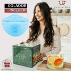 Crystalbru Olla de vidrio transparente de 2 litros con tapa y colador | Olla de vidrio de borosilicato resistente al calor para popurrí | Olla a fuego lento para fragancia del hogar | Ollas de vidrio