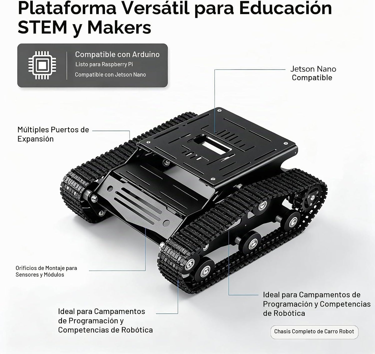 Kit de chasis de tanque robótico metálico con motor DC para Arduino Raspberry Pi DIY