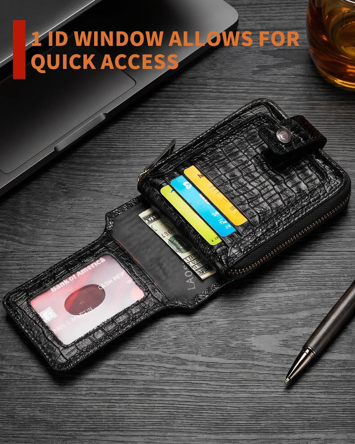 Cartera de cuero genuino con patrón de cocodrilo Steel Lion para ho...