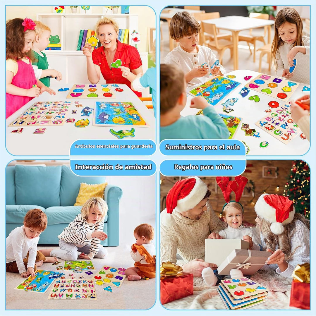 Rompecabezas de madera con clavos para niños pequeños de 2, 3 y 4 a...