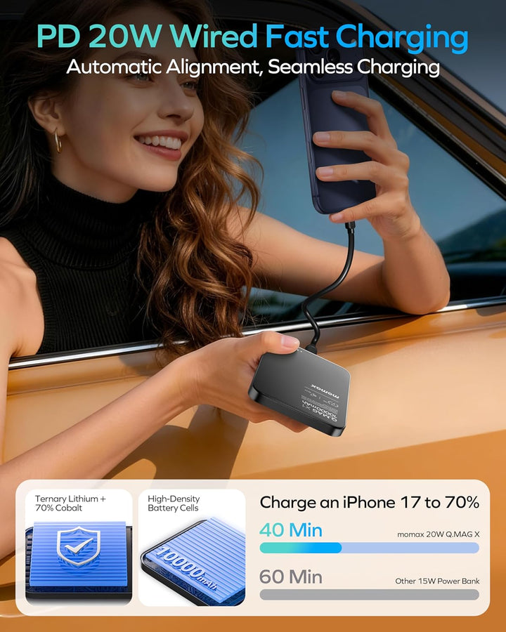 MOMAX Q.MAG Cargador Portátil Inalámbrico 10000mAh, Power Bank Delg...