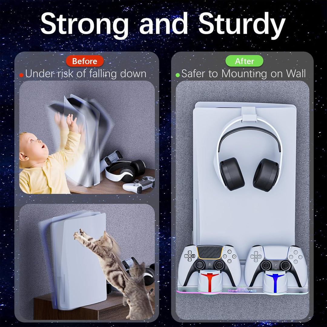 Hosanwell Kit de montaje en pared PS5 con estación de