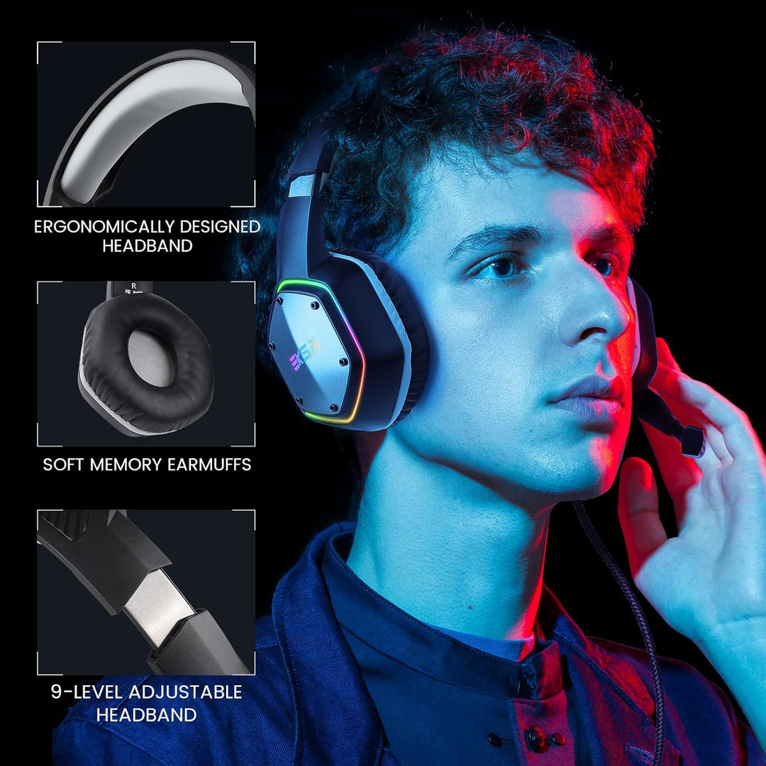EKSA E1000 USB Gaming Headset for PC, Computer Headphones with Micr...
