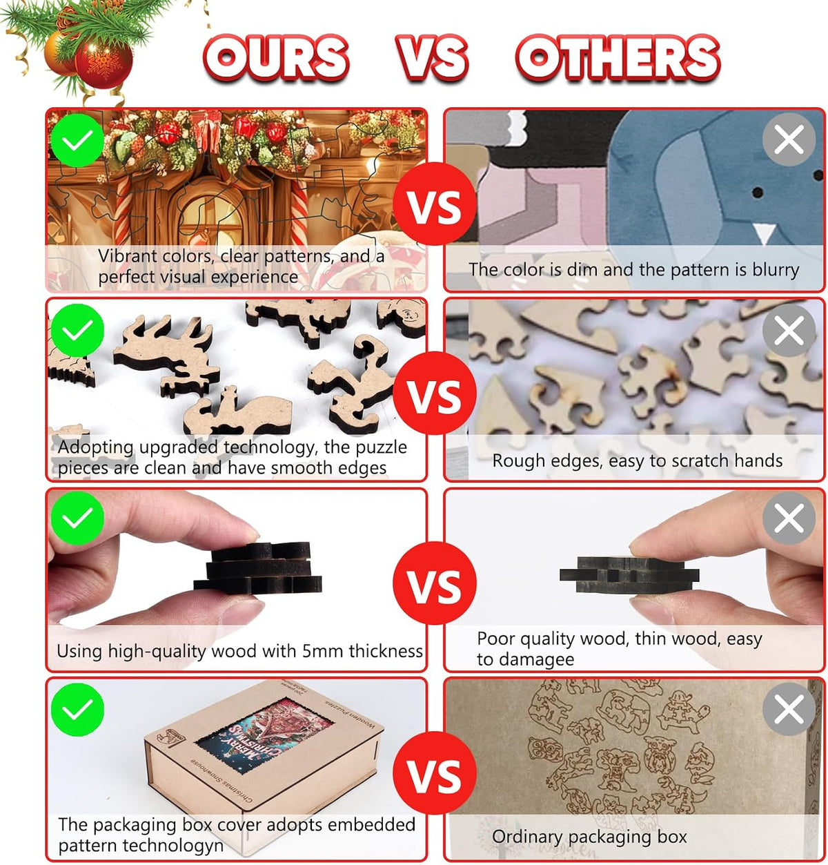 Rompecabezas de árbol de Navidad y casa de nieve de madera para adultos de 500 piezas, rompecabezas de forma única de invierno de 5MM para nietos, decoración de vacaciones, regalos, juego