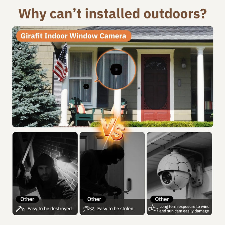 Girafit Cámara de ventana 2K, cámaras de interior WiFi de 2.4 GHz y...